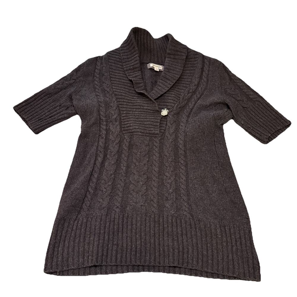 Women's Sarsaparilla Brown Cable Knit Angora Blend Tunic Sweater | Size Large